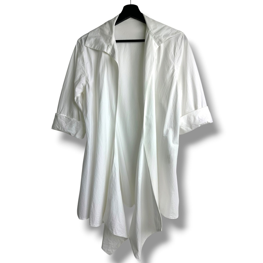Yohji Yamamoto Noir Womens White Cotton Open Front Shirt Jacket Size 2 Japan